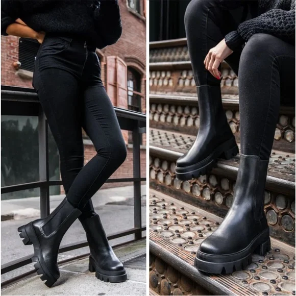 LITA By Ciara Chelsea Mid High Leather Black Boots for Women, SZ. EU 36 / US 5.5 - Picture 11 of 15